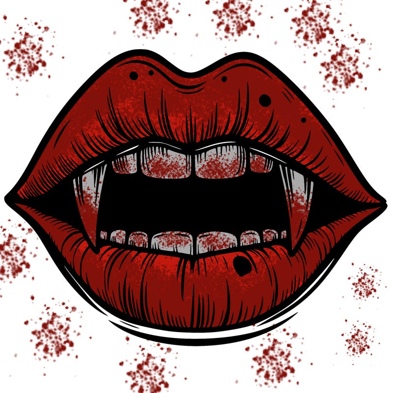 lips with vampire teeth