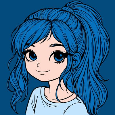 realistic girl with ponytail