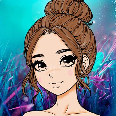 realistic pretty girl with hair in bun