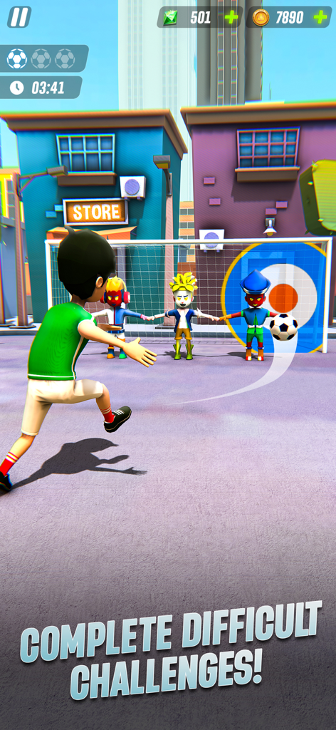 Soccer Star - Flick Football - ストリートフットボールチャレンジでターゲットに向かってサッカーボールを蹴るキャラクター