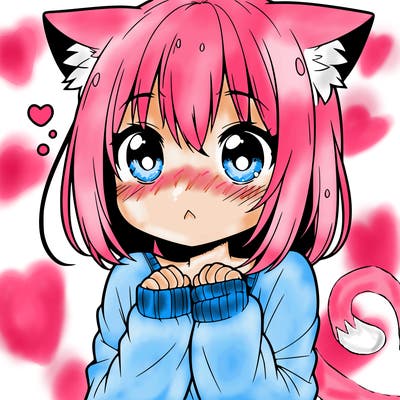 shy anime catgirl