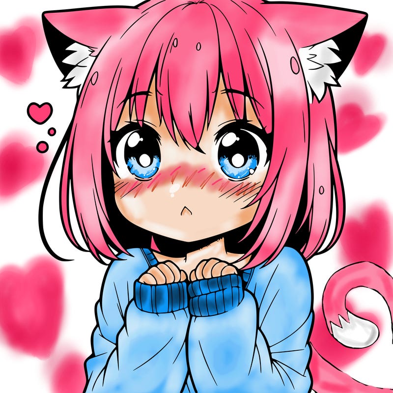 shy anime catgirl
