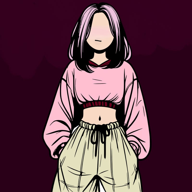 realistic girl faceless with baggy pants and a crop top