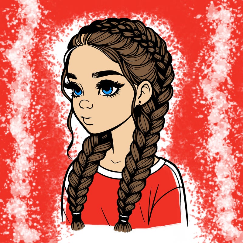 realistic girl with braids