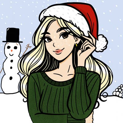 woman with santa hat
