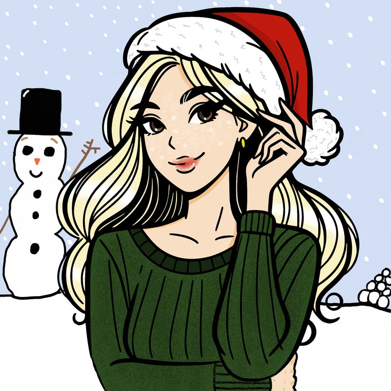 woman with santa hat