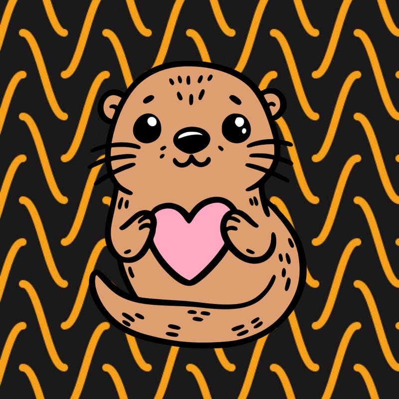 otter with a heart