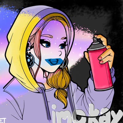 a realistic girl, spray painting