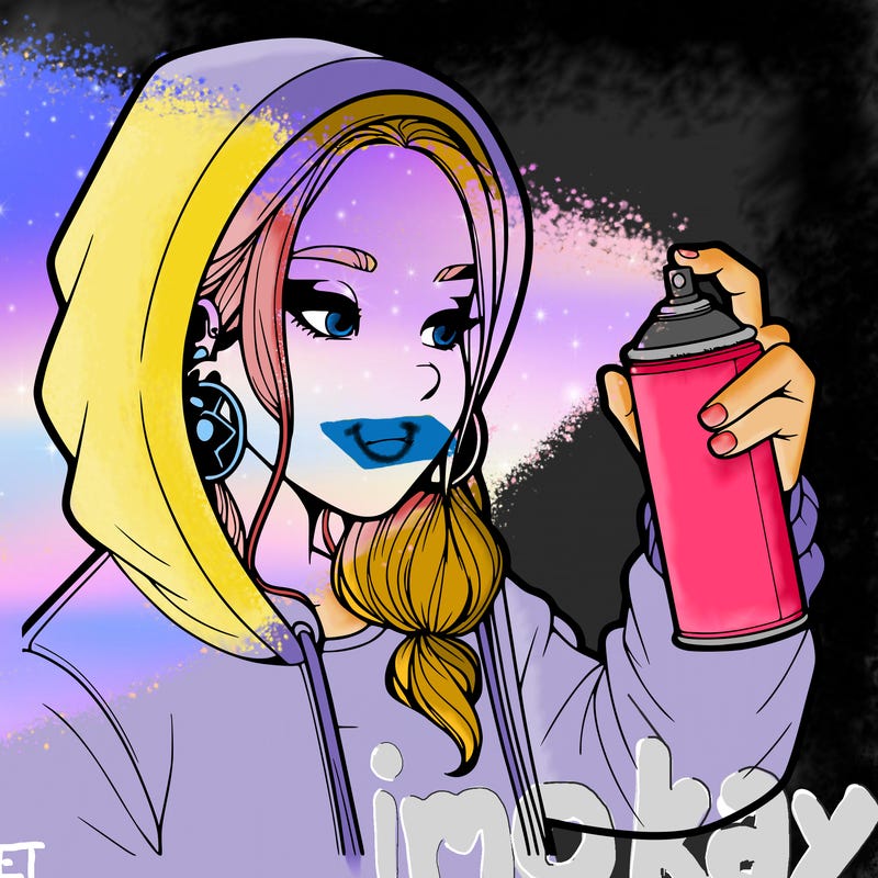 a realistic girl, spray painting