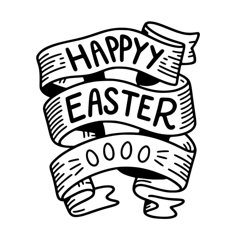 ribbon written happy easter
