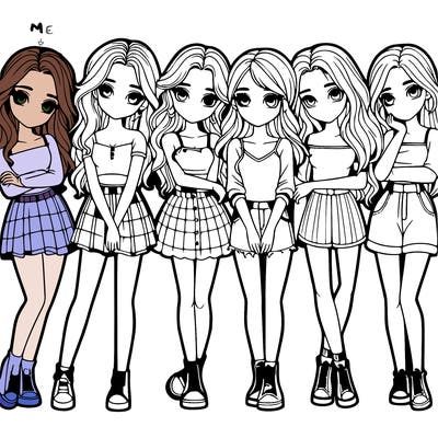 a group of girls realistic