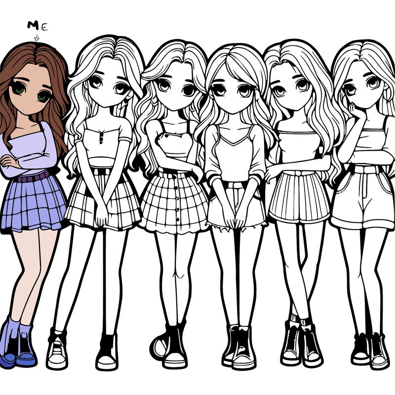 a group of girls realistic