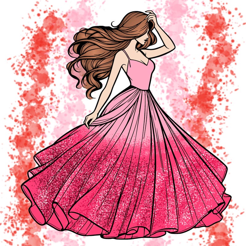 realistic woman with dress flowing in the wind