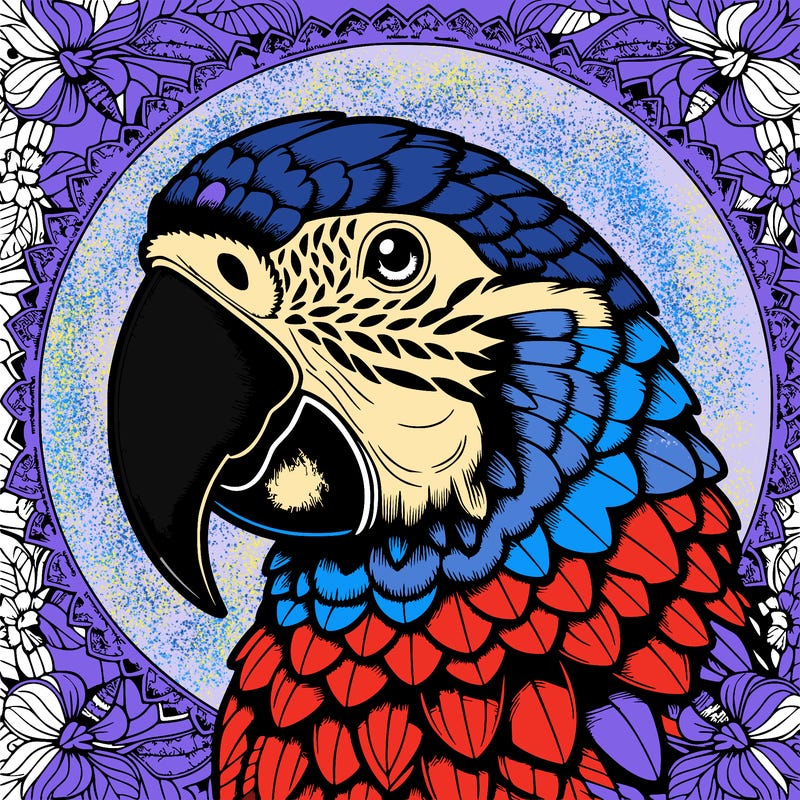 realistic parrot mandala