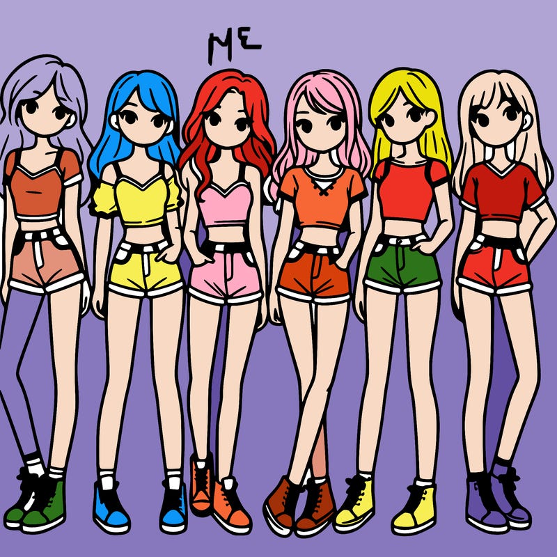 a group of girls wearing crop tops and shorts
