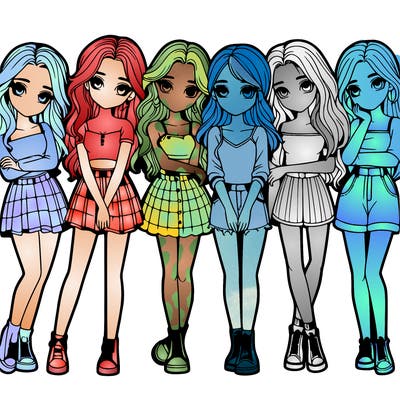 a group of girls realistic