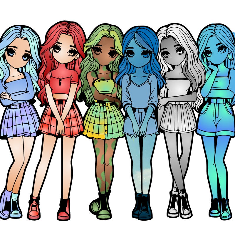 a group of girls realistic