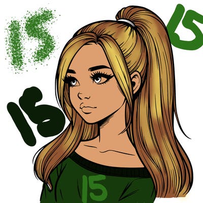 realistic girl with a high ponytail