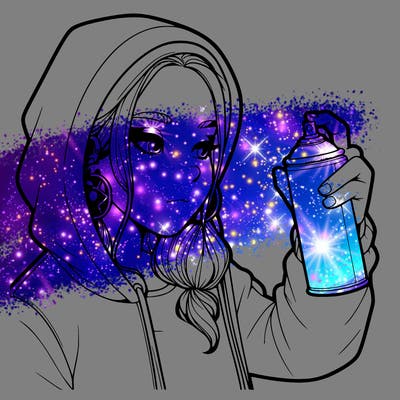 a realistic girl, spray painting