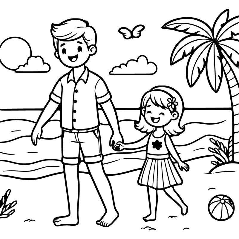 dad and daughter on beach