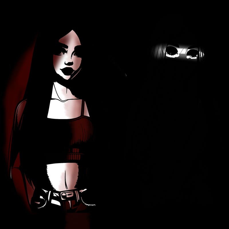 realistic girl with long straight hair and a crop top