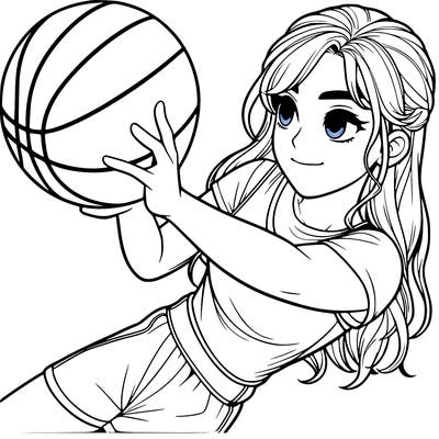 realistic girl playing basketball