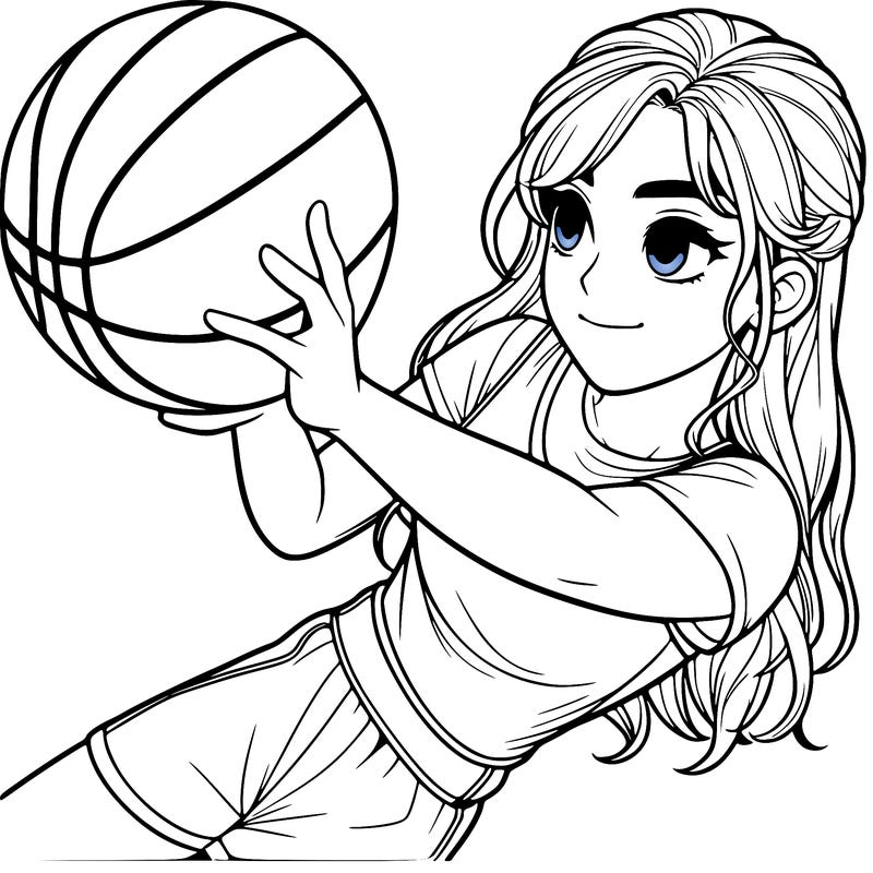 realistic girl playing basketball