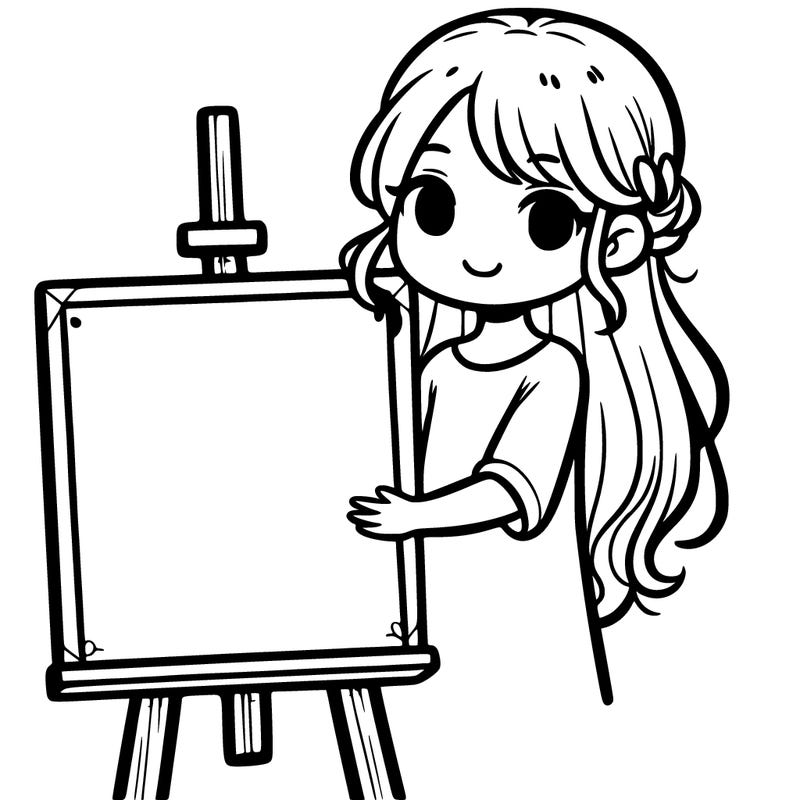 girl holding empty canvas