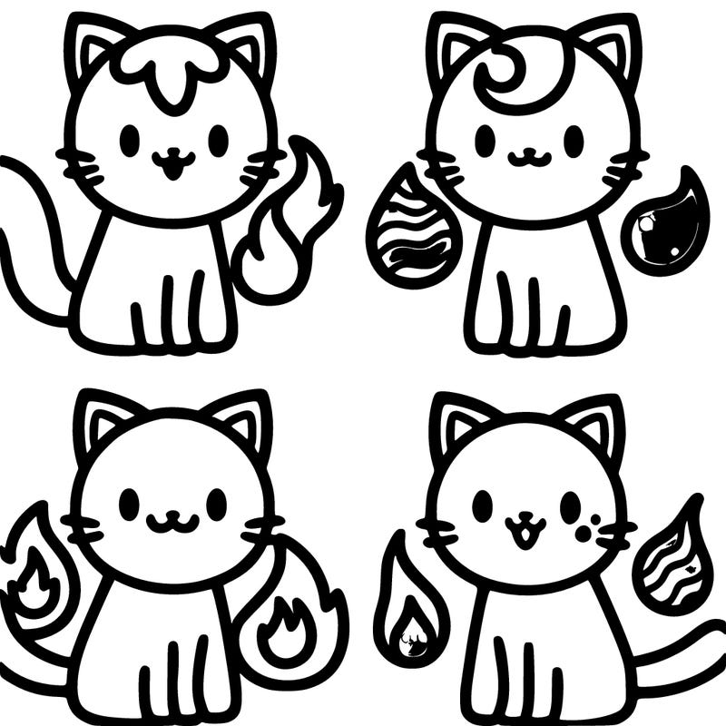 4 cats that represent different elements