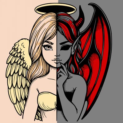 realistic angel half demon