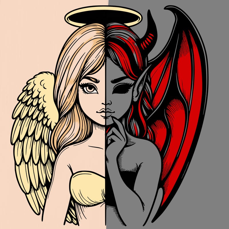 realistic angel half demon