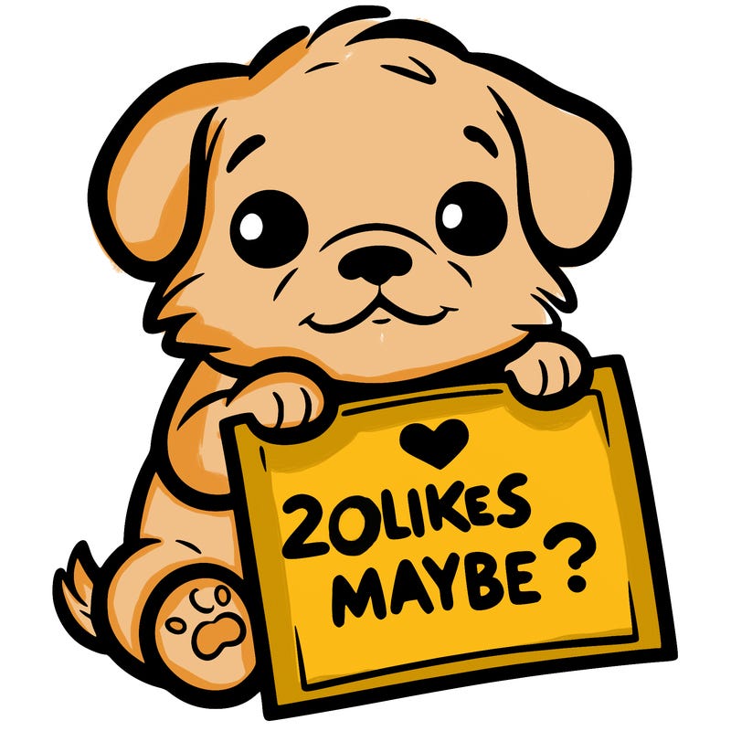 a puppy holding a sign that says 2 likes maybe?