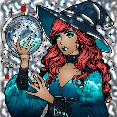 realistic women sorcerer using magic