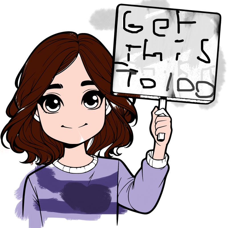 realistic girl holding up a sign