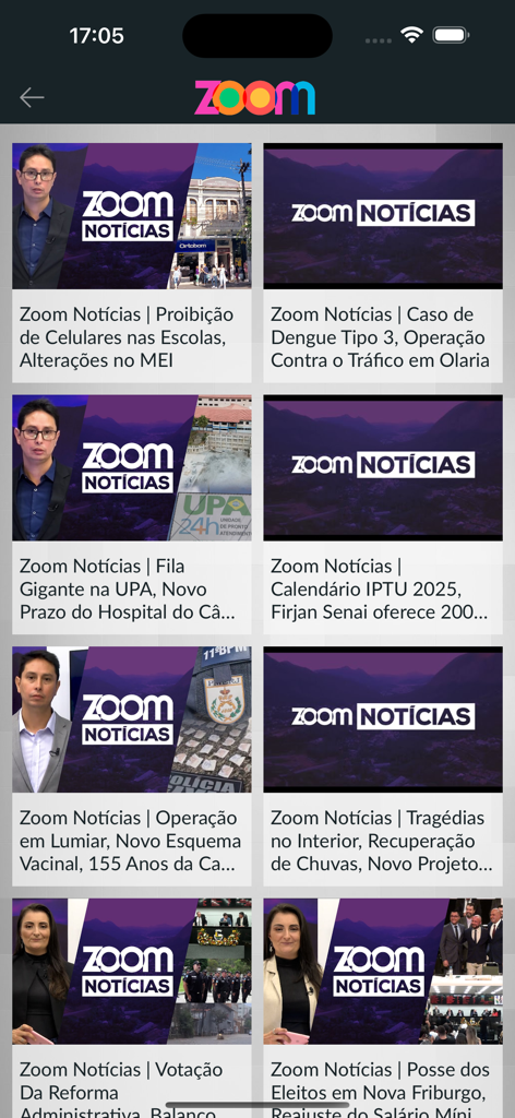 TV Zoom - TV Zoom 모바일 애플리케이션의 지역 뉴스 비디오 그리드 레이아웃