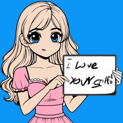 realistic pretty girl holding blank sign