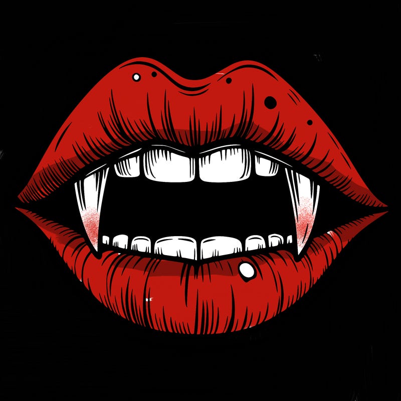 lips with vampire teeth