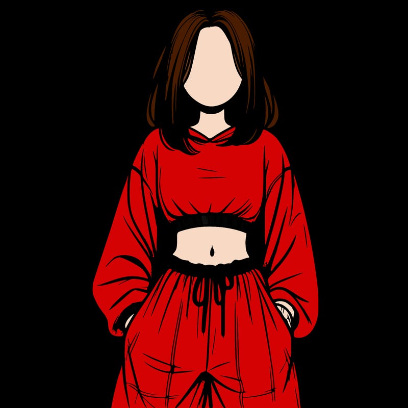 realistic girl faceless with baggy pants and a crop top