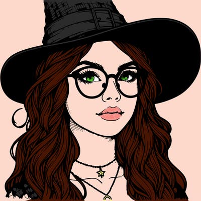 a witch with glasses realistic