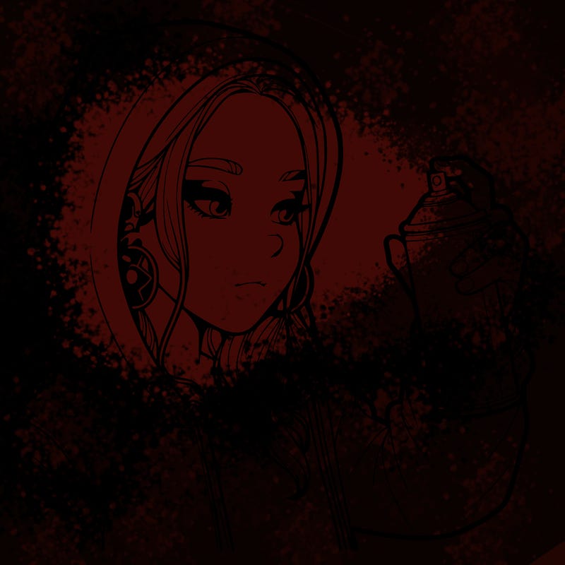 a realistic girl, spray painting