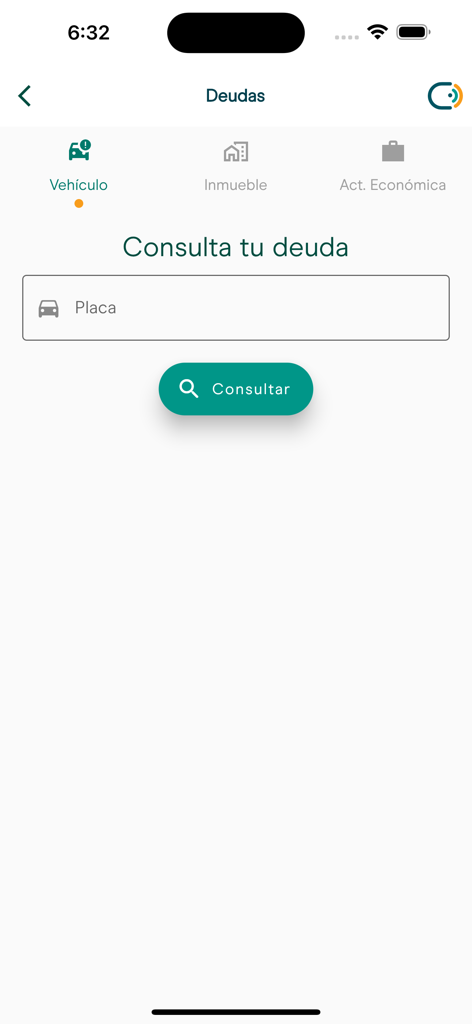 Tu Municipio 24/7 - Interfaz para consultar deuda de impuestos de vehículo por número de placa en la aplicación Tu Municipio 24-7