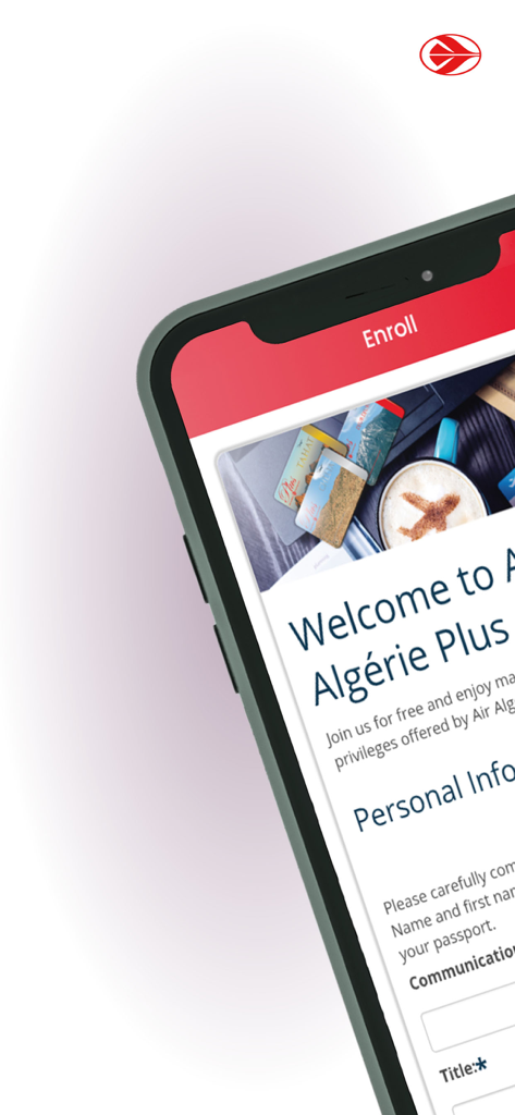 Air Algérie Plus loyalty program enrollment screen