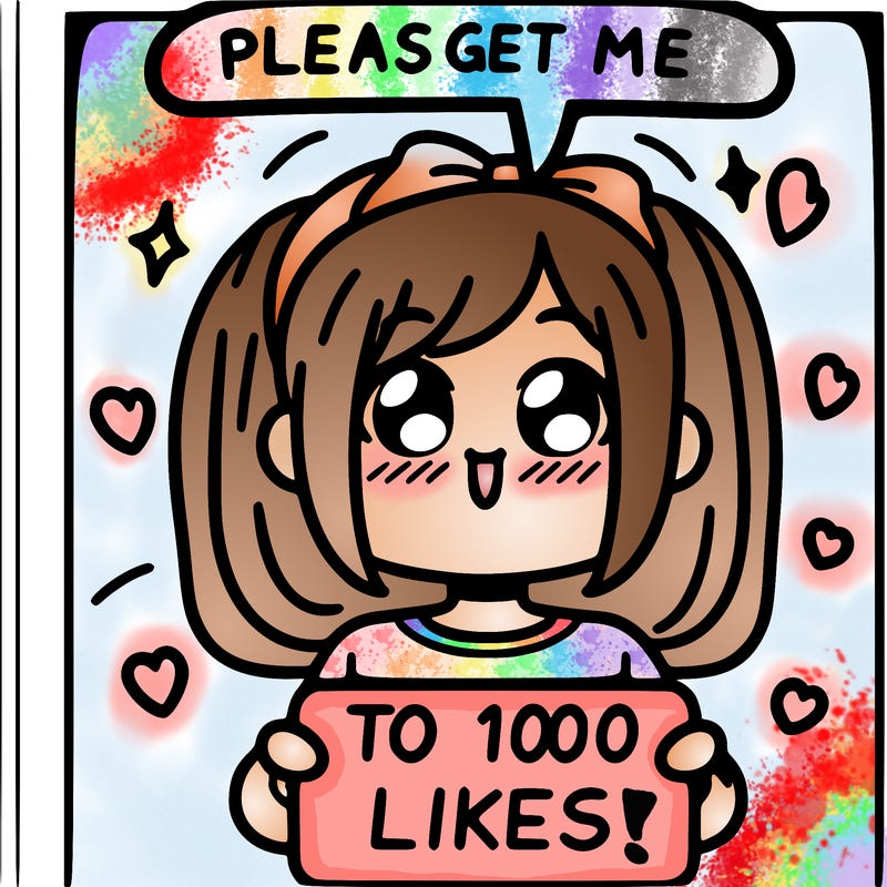a girl saying please get me to 100 likes