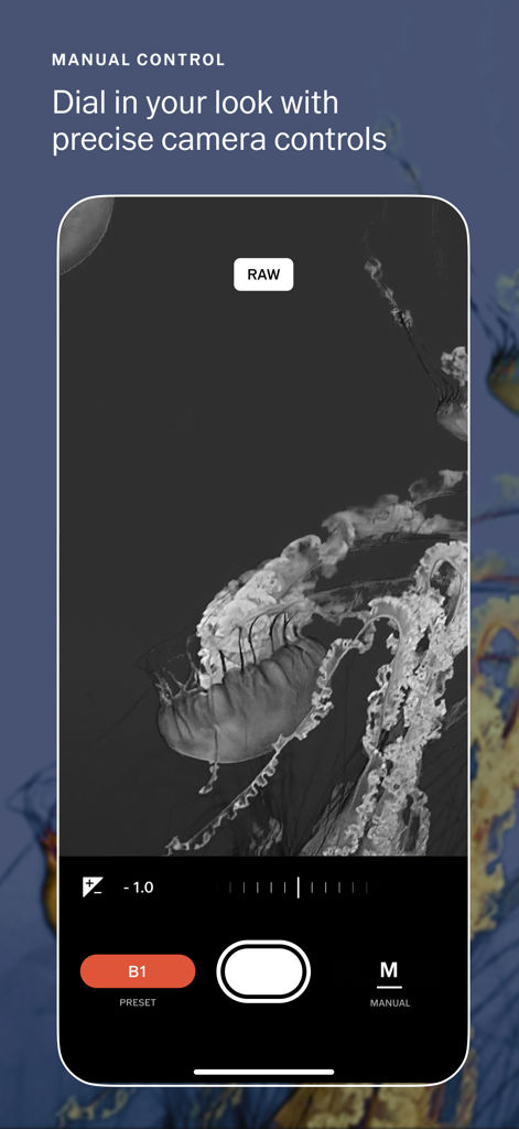 VSCO Capture: Photo & Video - Manual camera controls and RAW capture interface in the VSCO Capture app