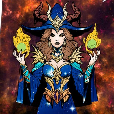 realistic evil sorceress fantasy chaos