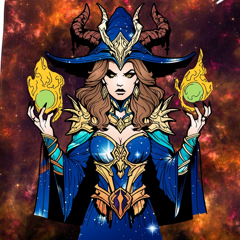 realistic evil sorceress fantasy chaos