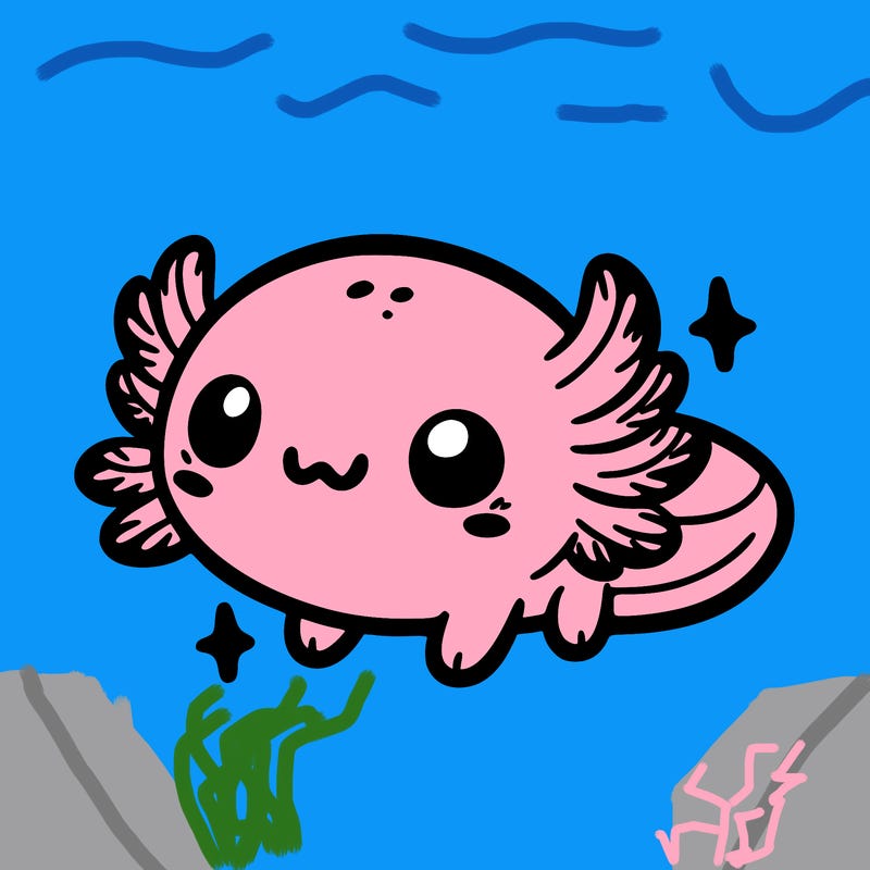 cute easy baby axolotl
