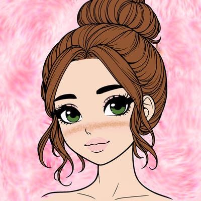 realistic pretty girl with hair in bun