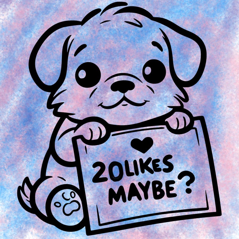 a puppy holding a sign that says 2 likes maybe?