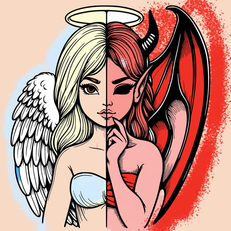 realistic angel half demon